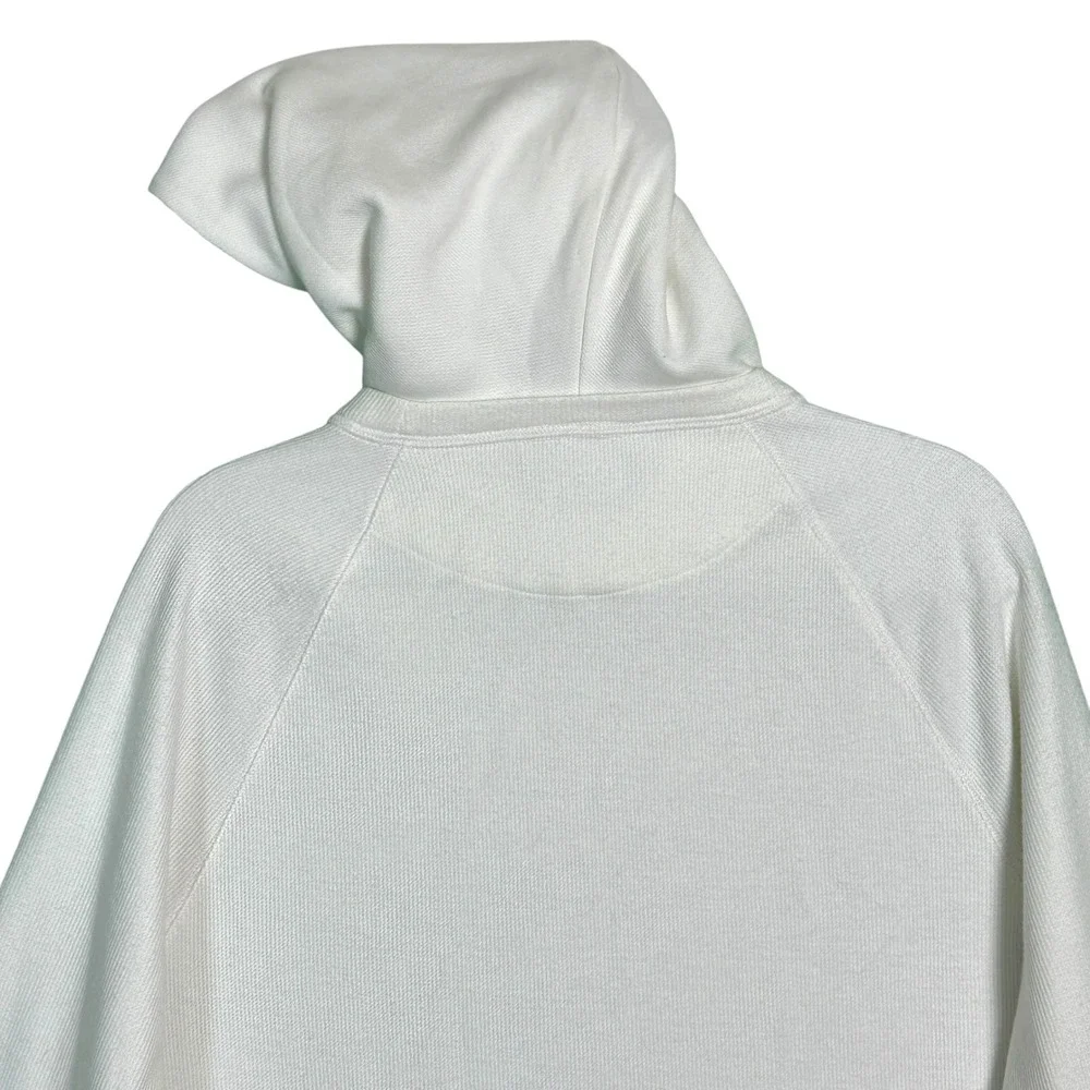 Banana Republic Hoodie Pullover Brushed Waffle Knit M Cotton Blend Thermal Cream